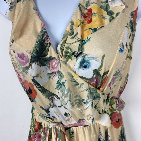 Asos Curve Maxi Dress Size 16 Floral Ruffle Wrap Tie Sleeveless V-Neck Low Back - Picture 5 of 14